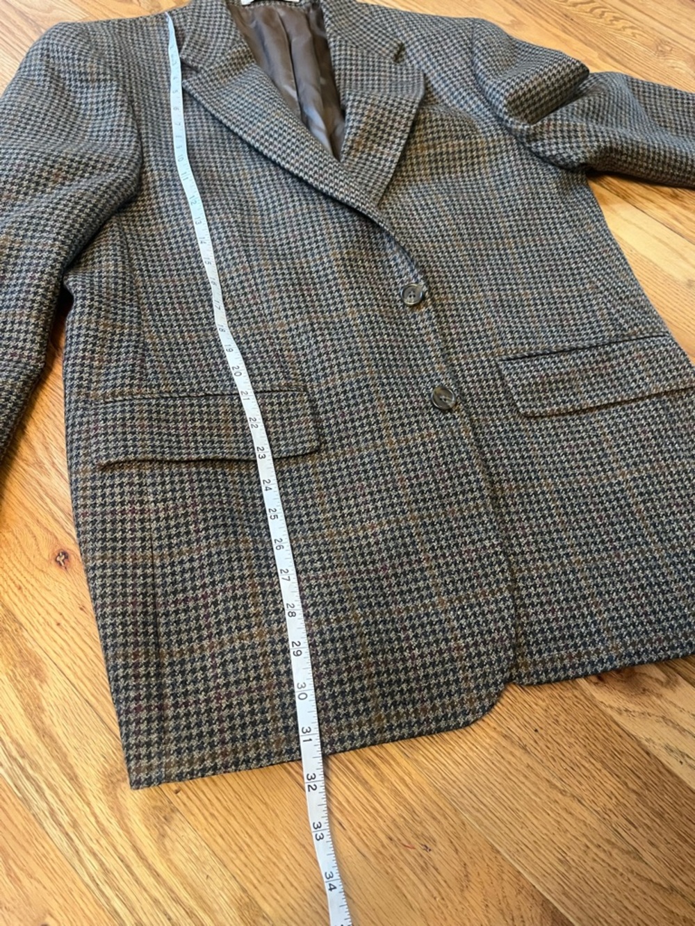 VTG Ralph Lauren Men's Wool Houndstooth Dark Academia Sport Coat Blazer 41R b6